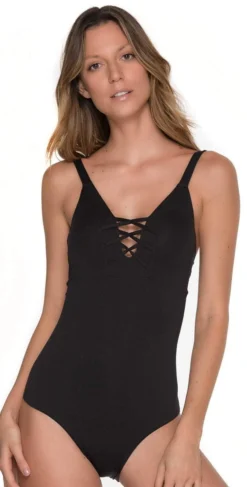 Malai Chief Fishbone One Piece In Black OP0084-BLK
