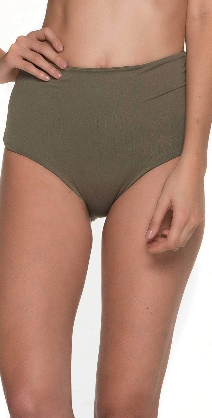 Malai Must Fishbone High Waist Bottom In Army Green B00371-ARMY 3 Malai Must Fishbone High Waist Bottom In Army Green B00371-ARMY - Image 3