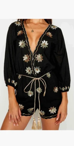 Beach Bunny Myra Romper In Black -Sunflai Swimwear Shop myra b12110c5 blck 3