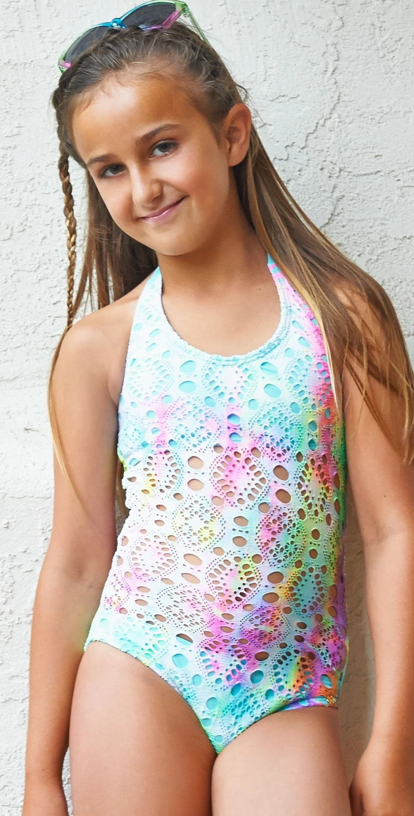 PilyQ Girls Rainbow Lace One Piece RAL-610P 1 PilyQ Girls Rainbow Lace One Piece RAL-610P