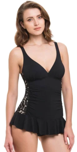 Profile By Gottex Allure Skirted One Piece In Black E846-2D05-001