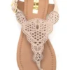 Qupid Shoes Archer Cut Out Sandal In Nude ARCHER-207X NUDE
