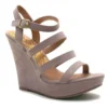Qupid Shoes Glory Strappy Wedge Sandal In Taupe GLORY-179X TAUPE