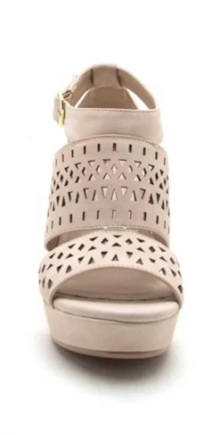 Qupid Shoes Lena Perforated Strappy Wedge In Nude LENA-619 NUDE -Sunflai Swimwear Shop qupid shoes 2018 LENA 619 NUDE NUBUCK PU 4 grande f9c88a85 618d 4cef ac70 261a0eac0d12