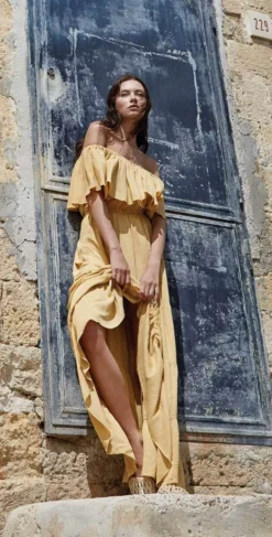 Elan Long Maxi In Mustard RG5463 MUS