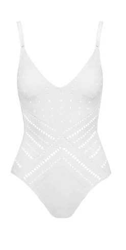 Robin Piccone Clarissa V Neck Crochet One Piece In White 180311-WHT -Sunflai Swimwear Shop robin piccone180311 WHITE FRONT 1024x1024 519c4d05 08ee 44c0 a877 3bc2f243f60d