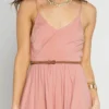 She + Sky Cami Romper With Lace Hem Line In Dusty Rose SL4120