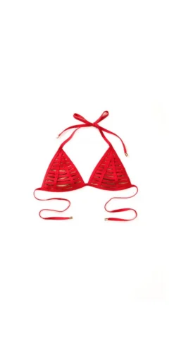 Beach Bunny Hard Summer Triangle Bikini Top In Red -Sunflai Swimwear Shop top onlyb16104t1b2 hard summer red prod 8 1