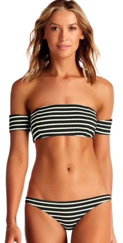 Vitamin A Havana Crop Top In Black Marin Stripe 85T MAR